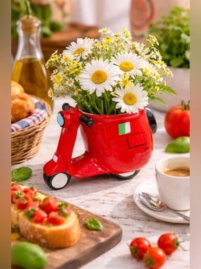 New Retro Red Vespa Ceramic Cup Pencil/Pen Holder or Vase 🇮🇹 Final Price